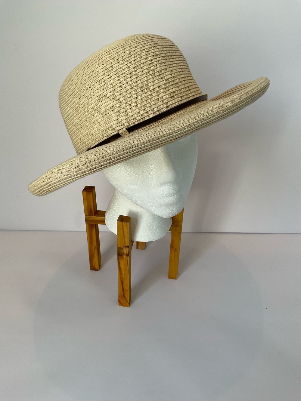 Nine West Natural Straw Sun Hat with Branded Trim
